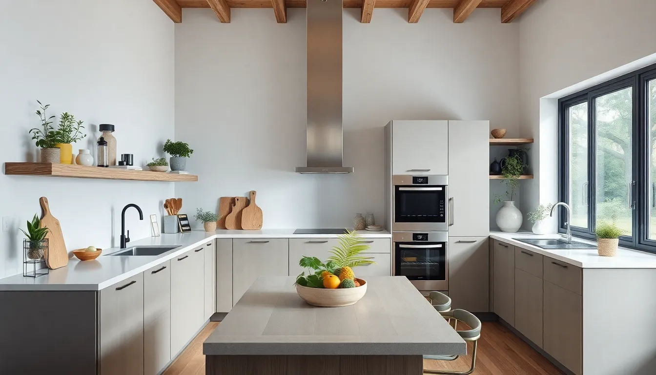 Eco-friendly Scandinavian kitchen with sustainable materials and energy-efficient appliances