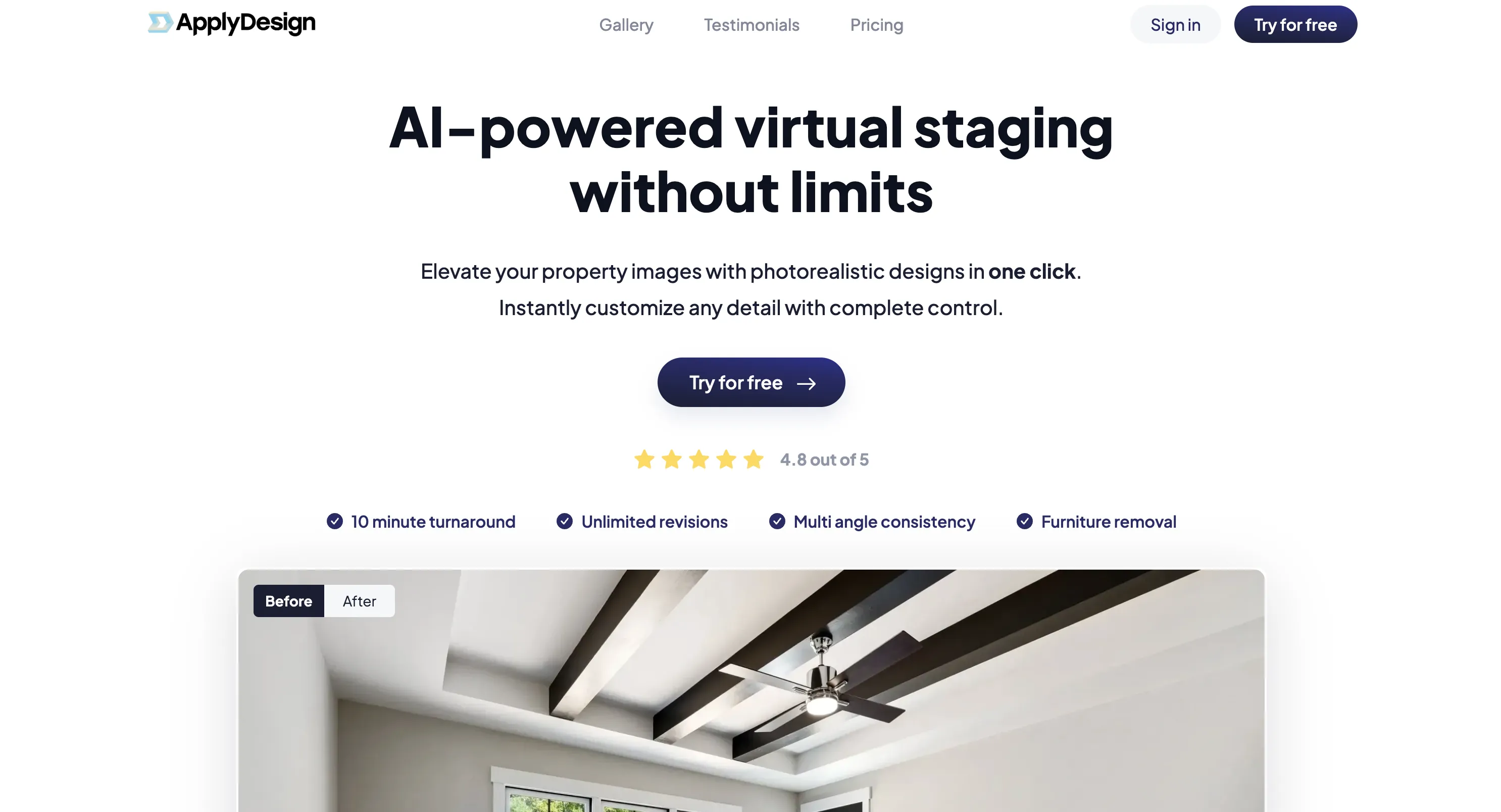 BrightShot vs ApplyDesign - virtual staging software comparison for real estate professionals